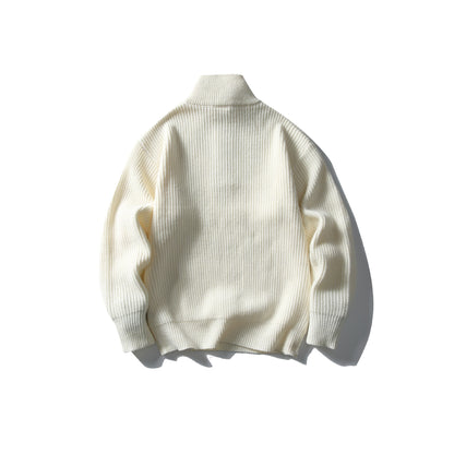 Half-Zip Stand-Up Collar Knit Sweater