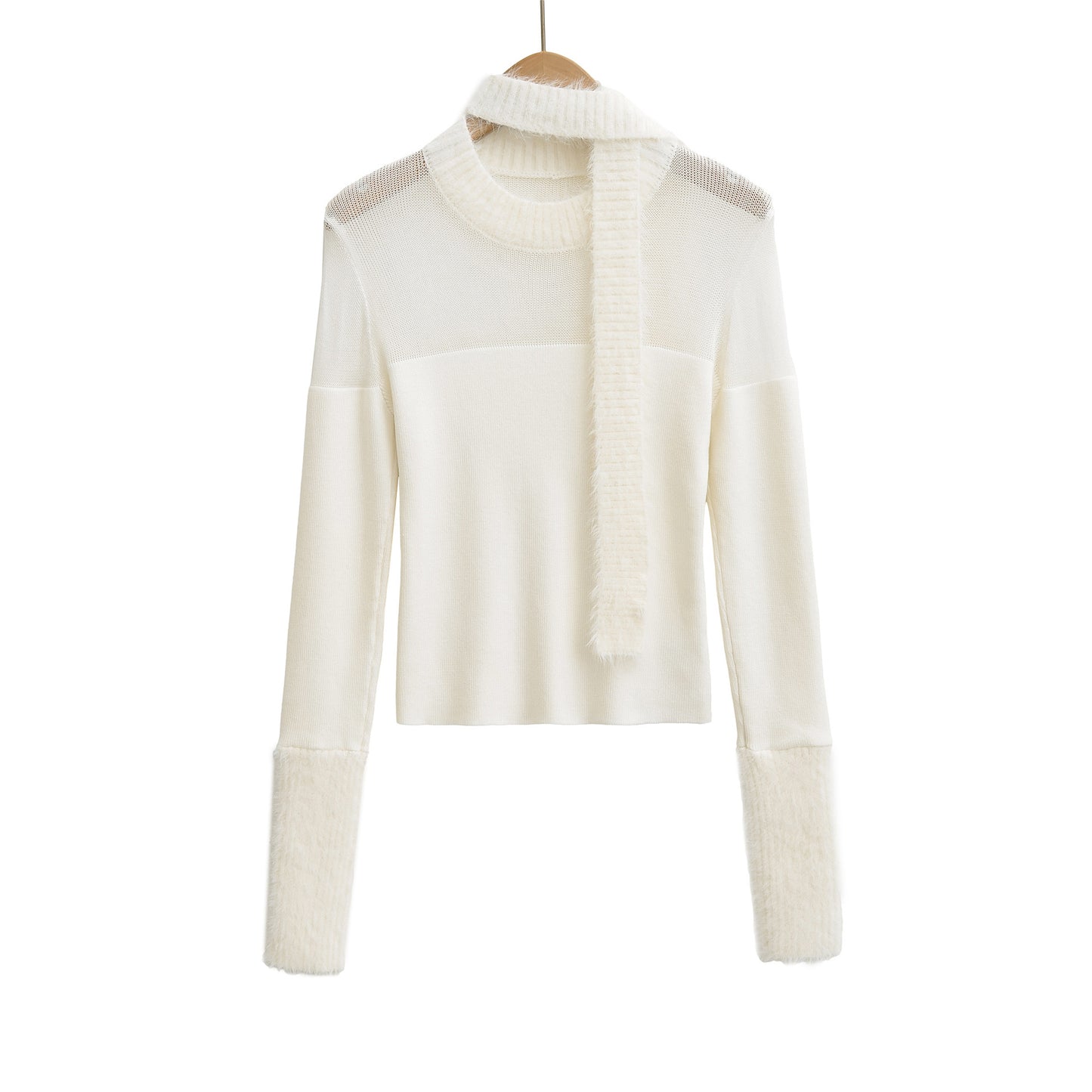 Casual slim fit scarf with base knit sweater