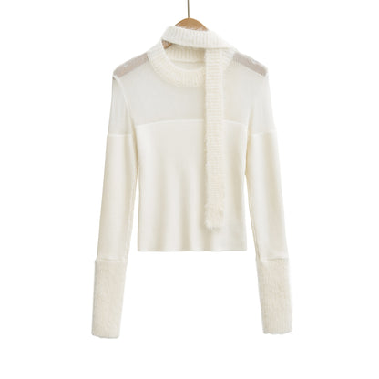 Casual slim fit scarf with base knit sweater