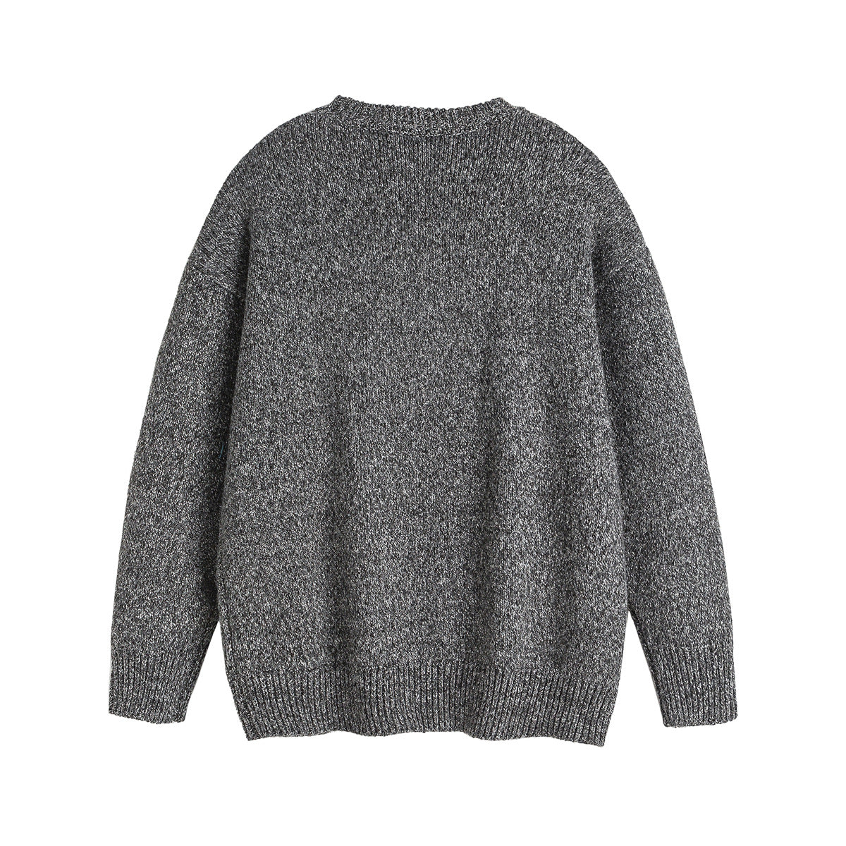 Floral Brooch Design Casual Loose Unisex Crewneck Sweater