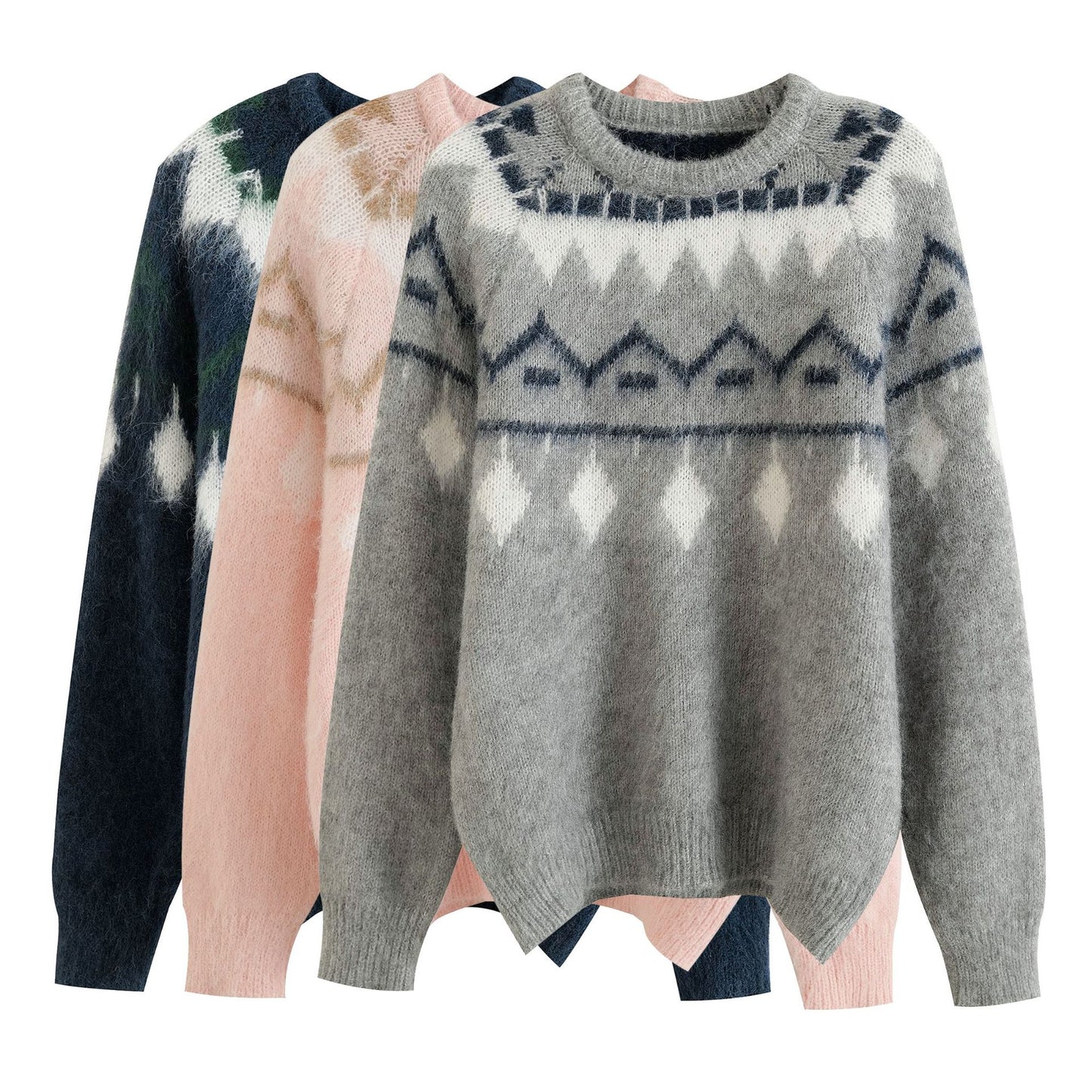 Alpaca Fel Island printed round neck long sleeved pullover sweater