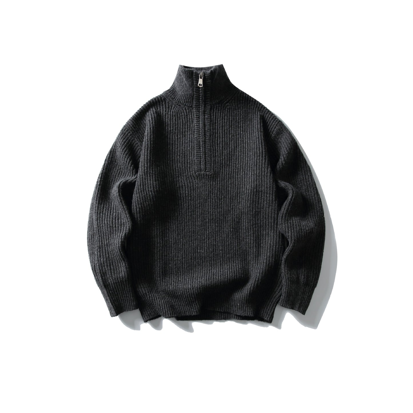Half-Zip Stand-Up Collar Knit Sweater
