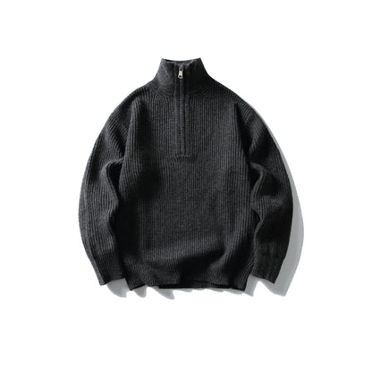 Half-Zip Stand-Up Collar Knit Sweater