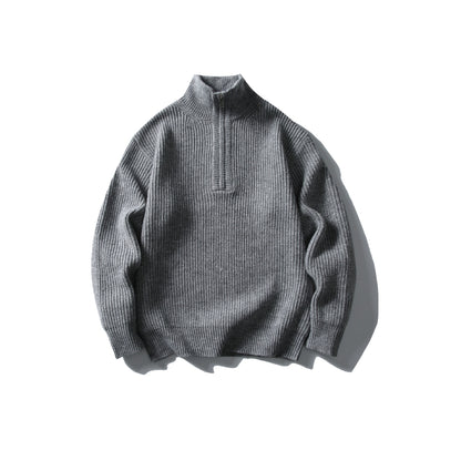 Half-Zip Stand-Up Collar Knit Sweater