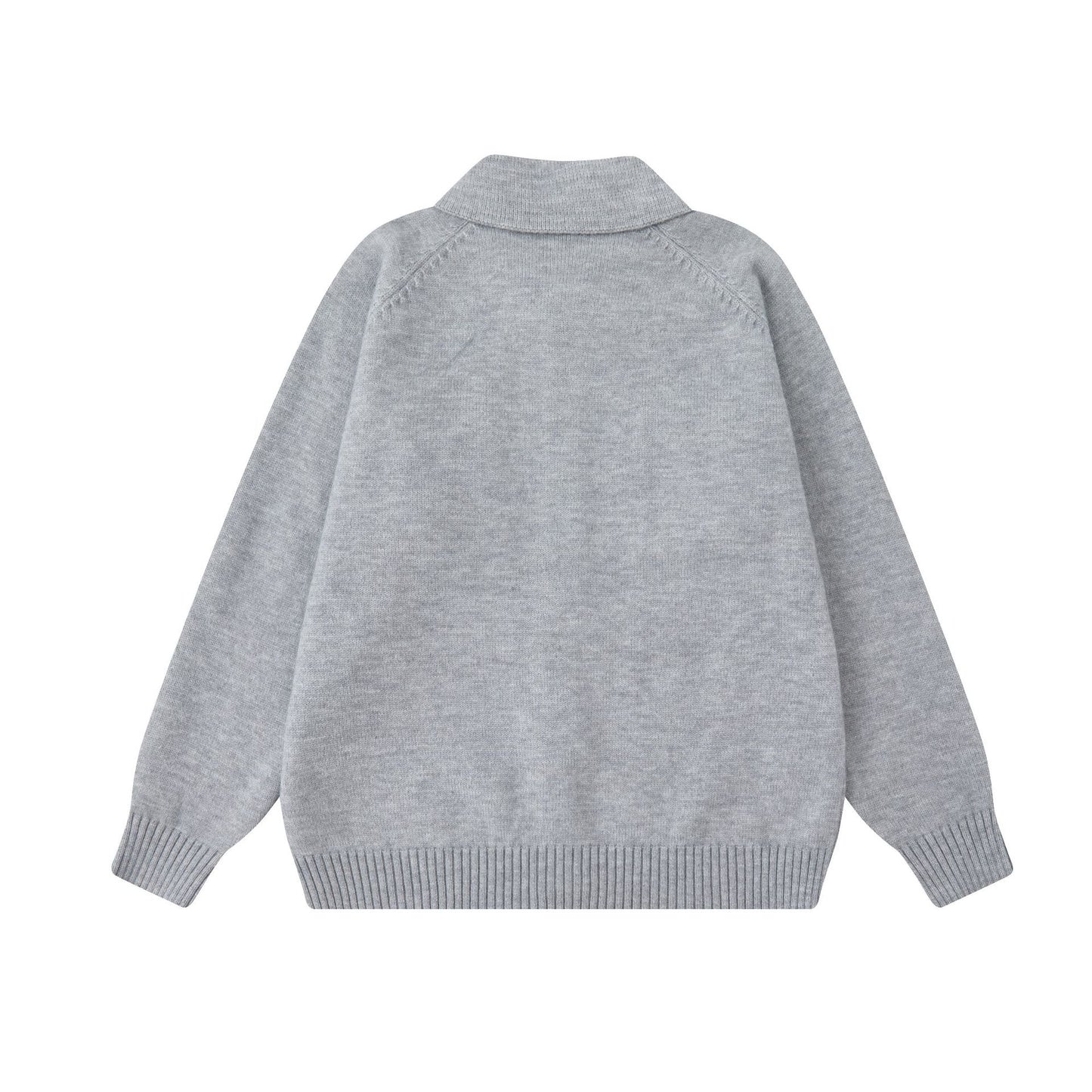 Soft Knit Sweater with Turn-Down Collar Unisex Casual Loose Fit Solid Color Knitted Cardigan