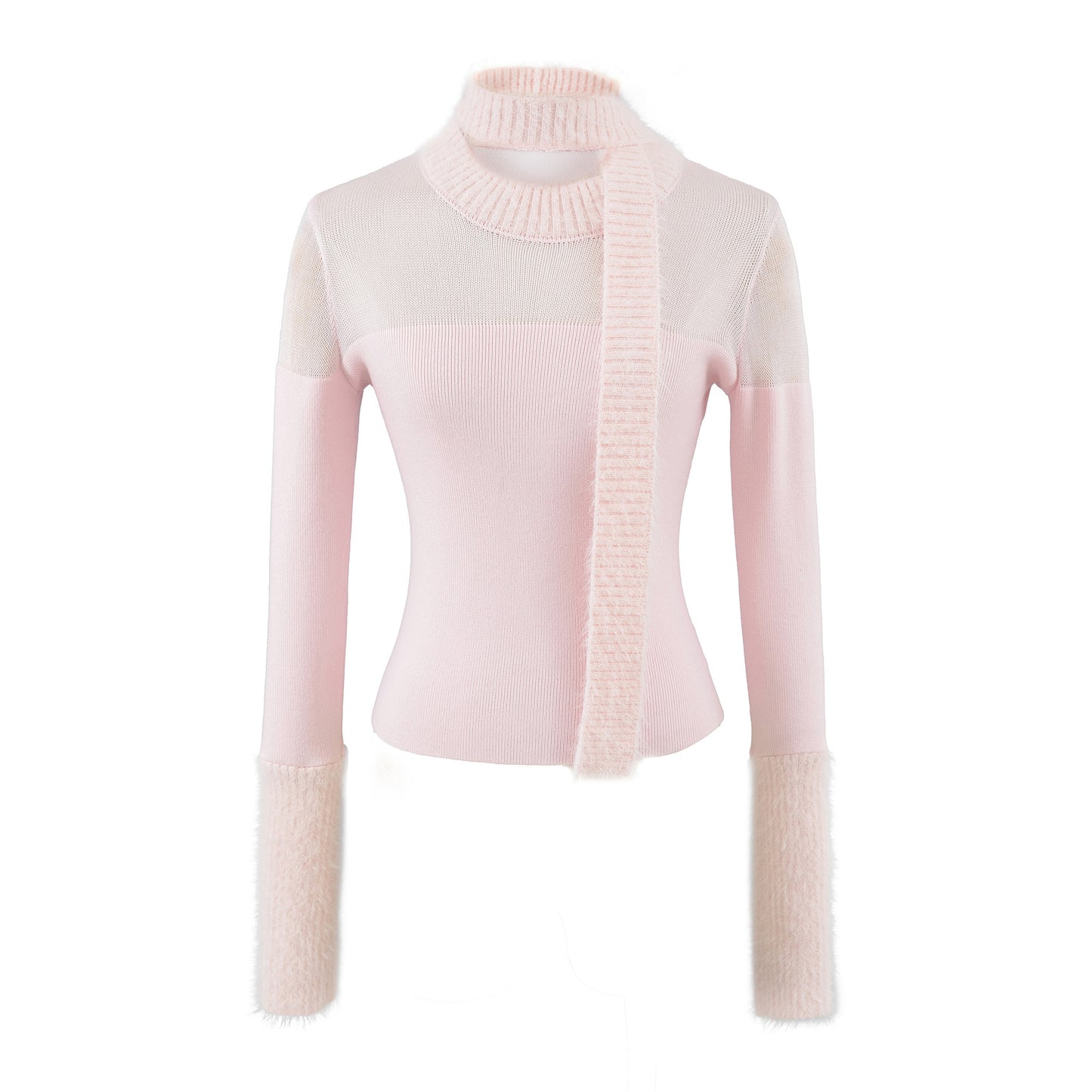 Casual slim fit scarf with base knit sweater