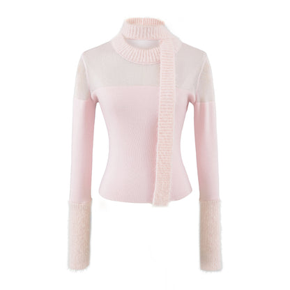 Casual slim fit scarf with base knit sweater