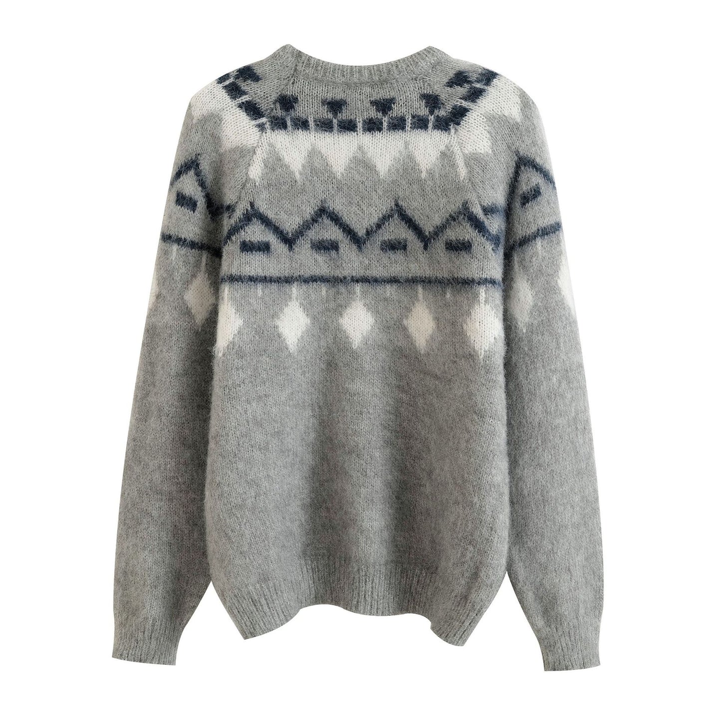 Alpaca Fel Island printed round neck long sleeved pullover sweater