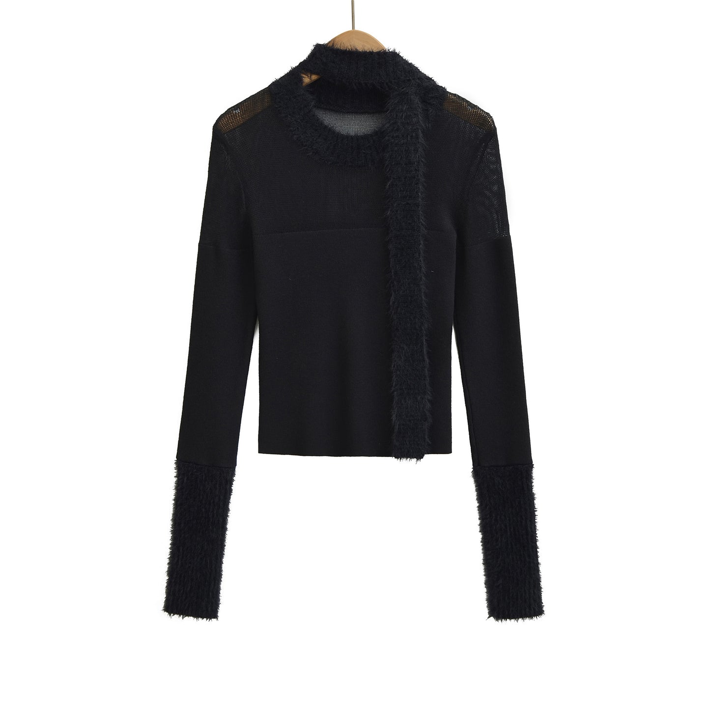 Casual slim fit scarf with base knit sweater