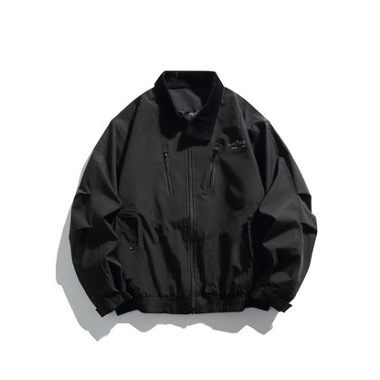 Simple Print Multi-Pocket Loose Casual Work Jacket for Men