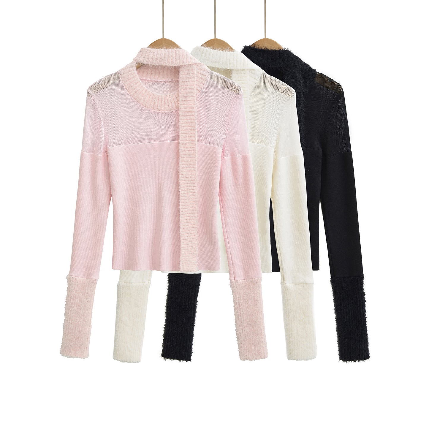 Casual slim fit scarf with base knit sweater