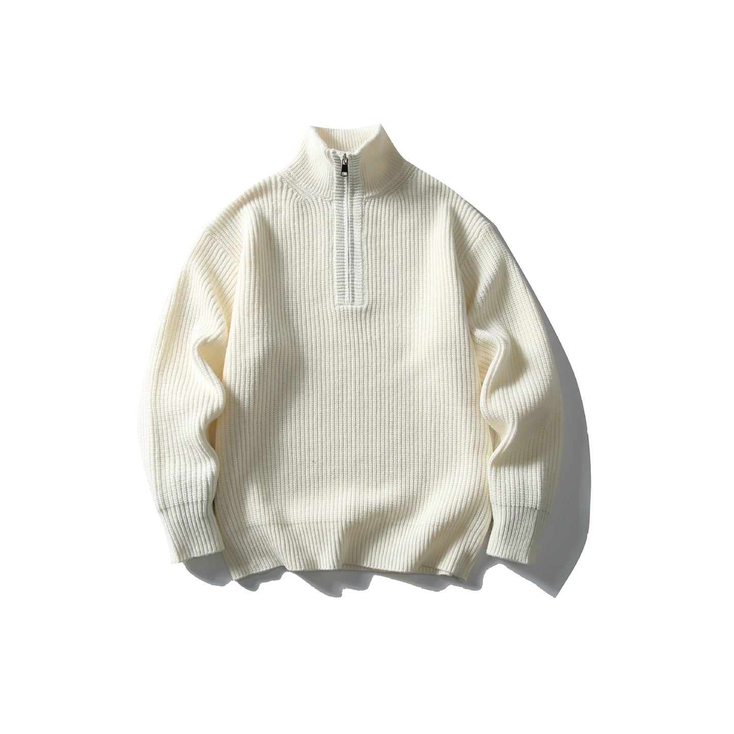 Half-Zip Stand-Up Collar Knit Sweater