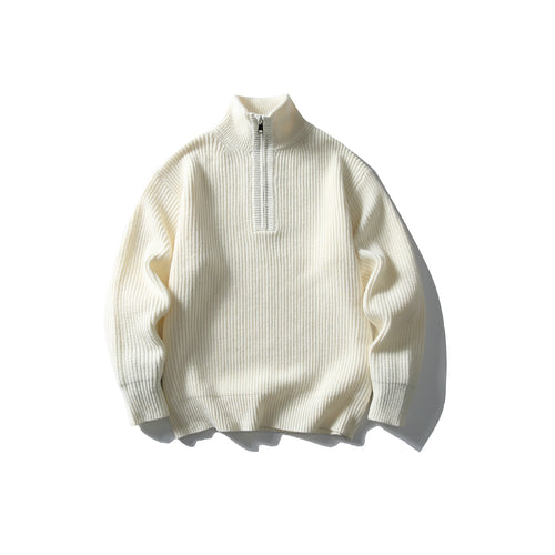 Half-Zip Stand-Up Collar Knit Sweater