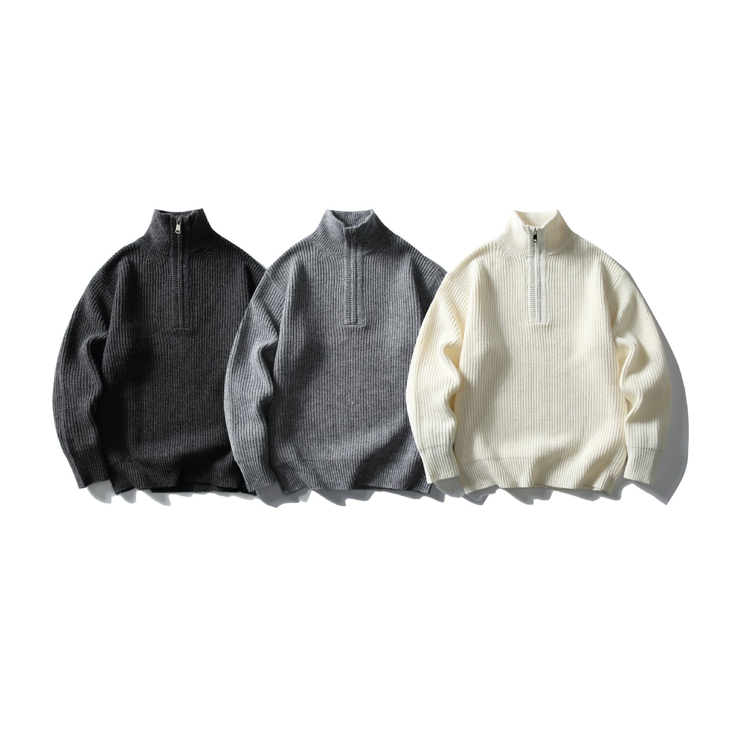 Half-Zip Stand-Up Collar Knit Sweater