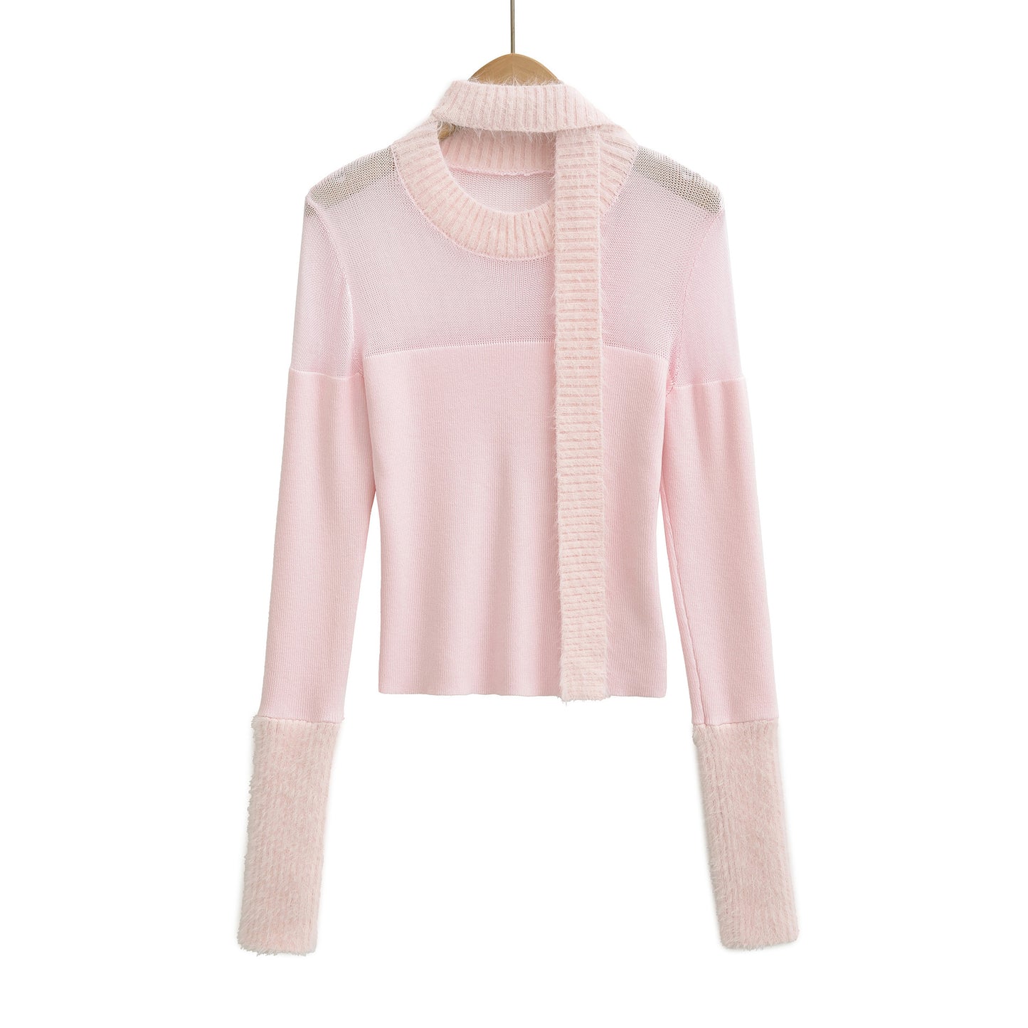 Casual slim fit scarf with base knit sweater