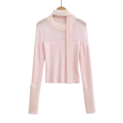 Casual slim fit scarf with base knit sweater