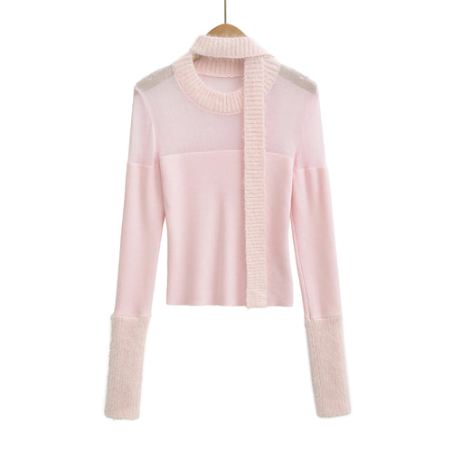 Casual slim fit scarf with base knit sweater