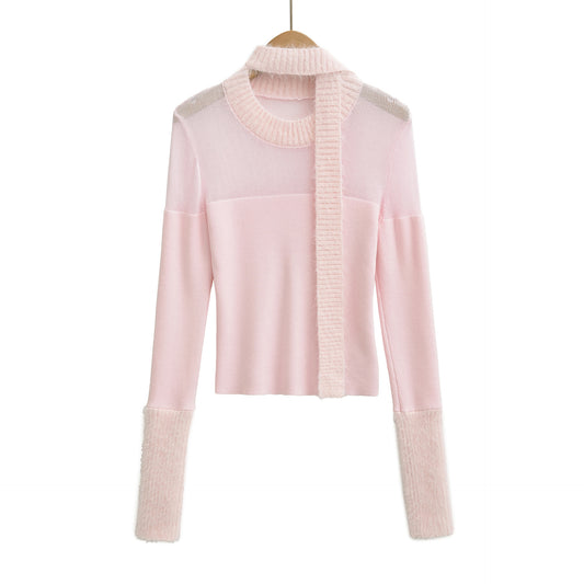 Casual slim fit scarf with base knit sweater