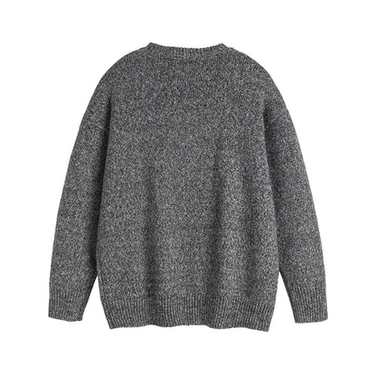 Floral Brooch Design Casual Loose Unisex Crewneck Sweater