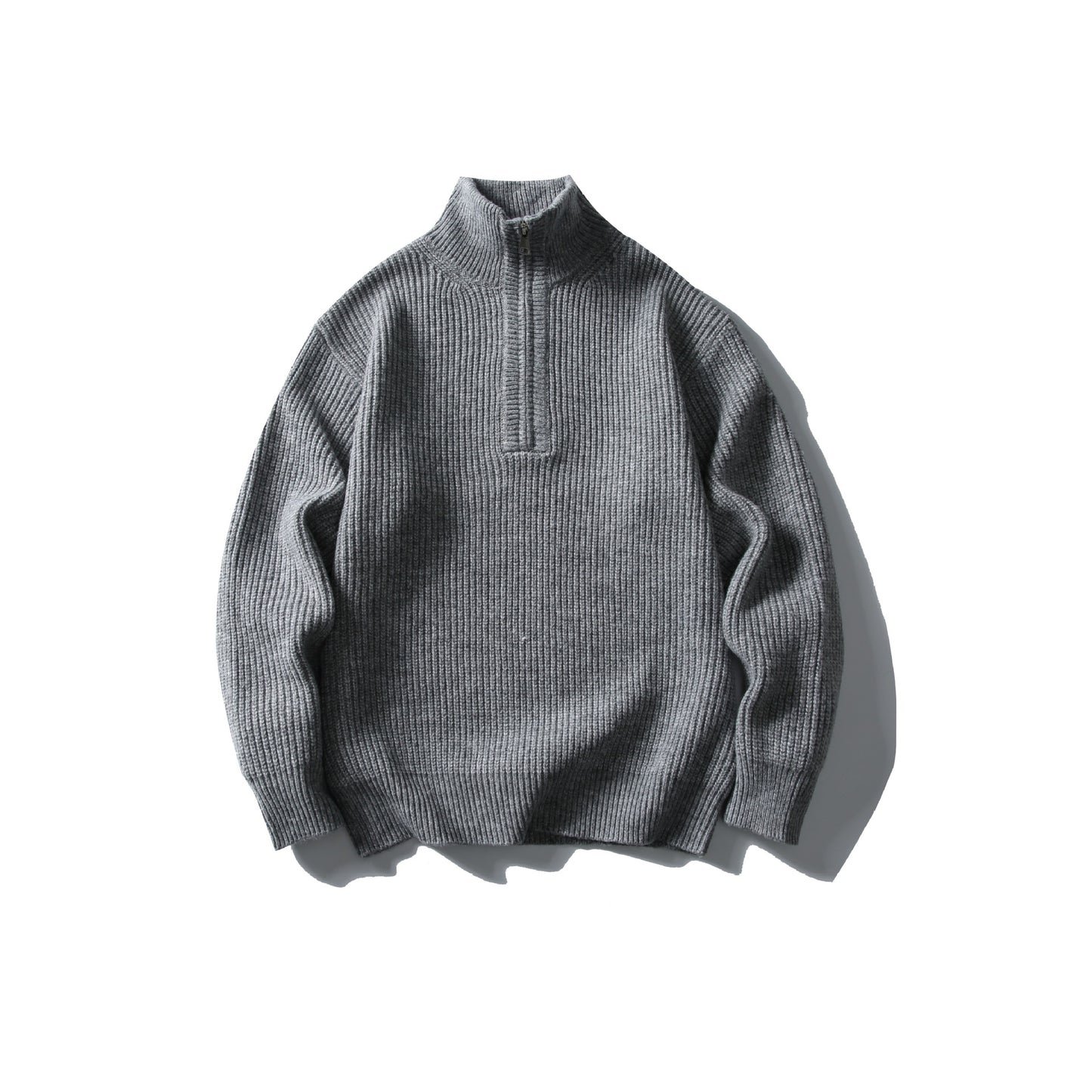Half-Zip Stand-Up Collar Knit Sweater
